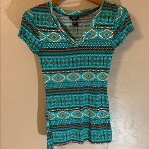 Aztec Print Fitted Tee